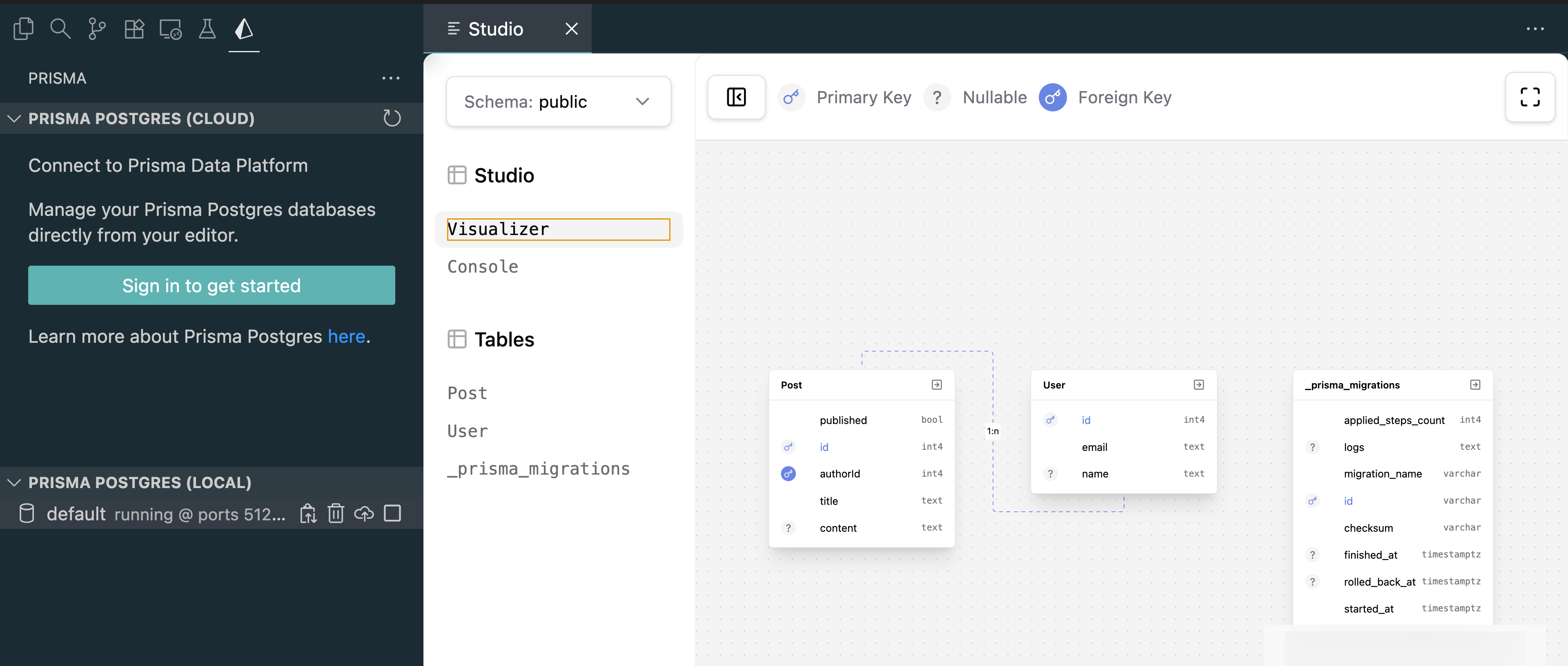 Local Prisma Postgres in VS Code without any login