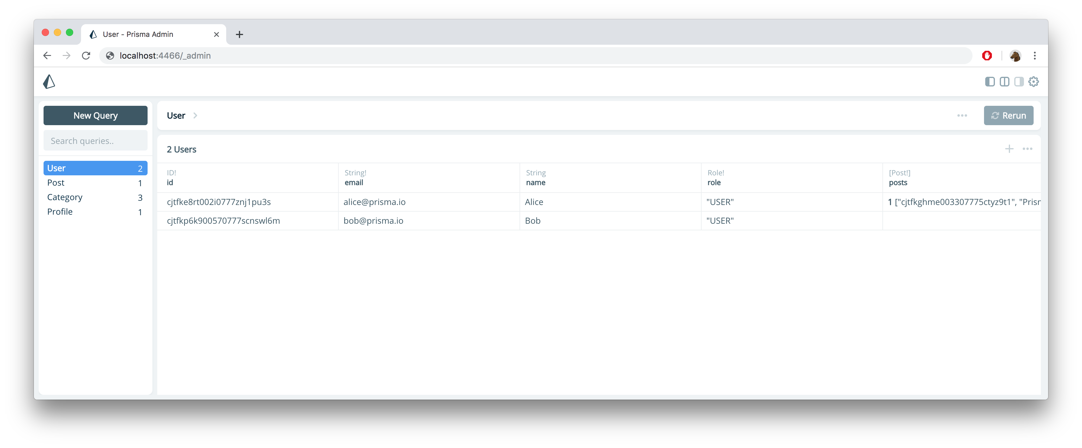 Access your data in Prisma Admin
