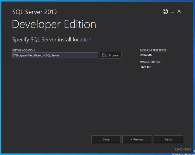 SQL Server choose installation location