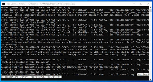 MongoDB waiting for connections