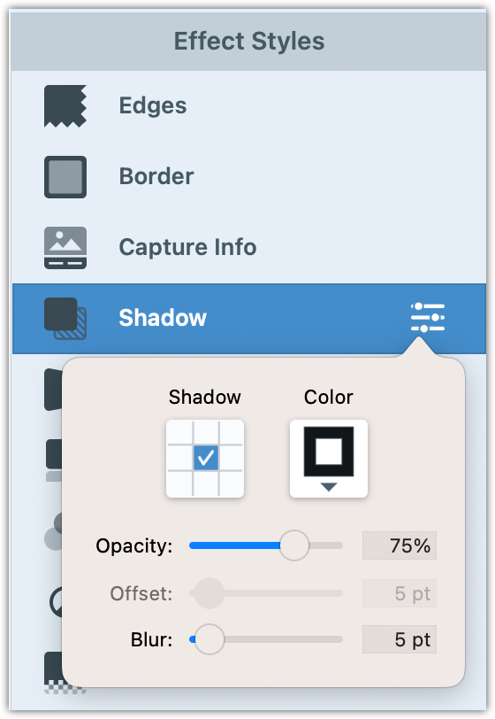 SnagIt - Screenshot canvas shadow