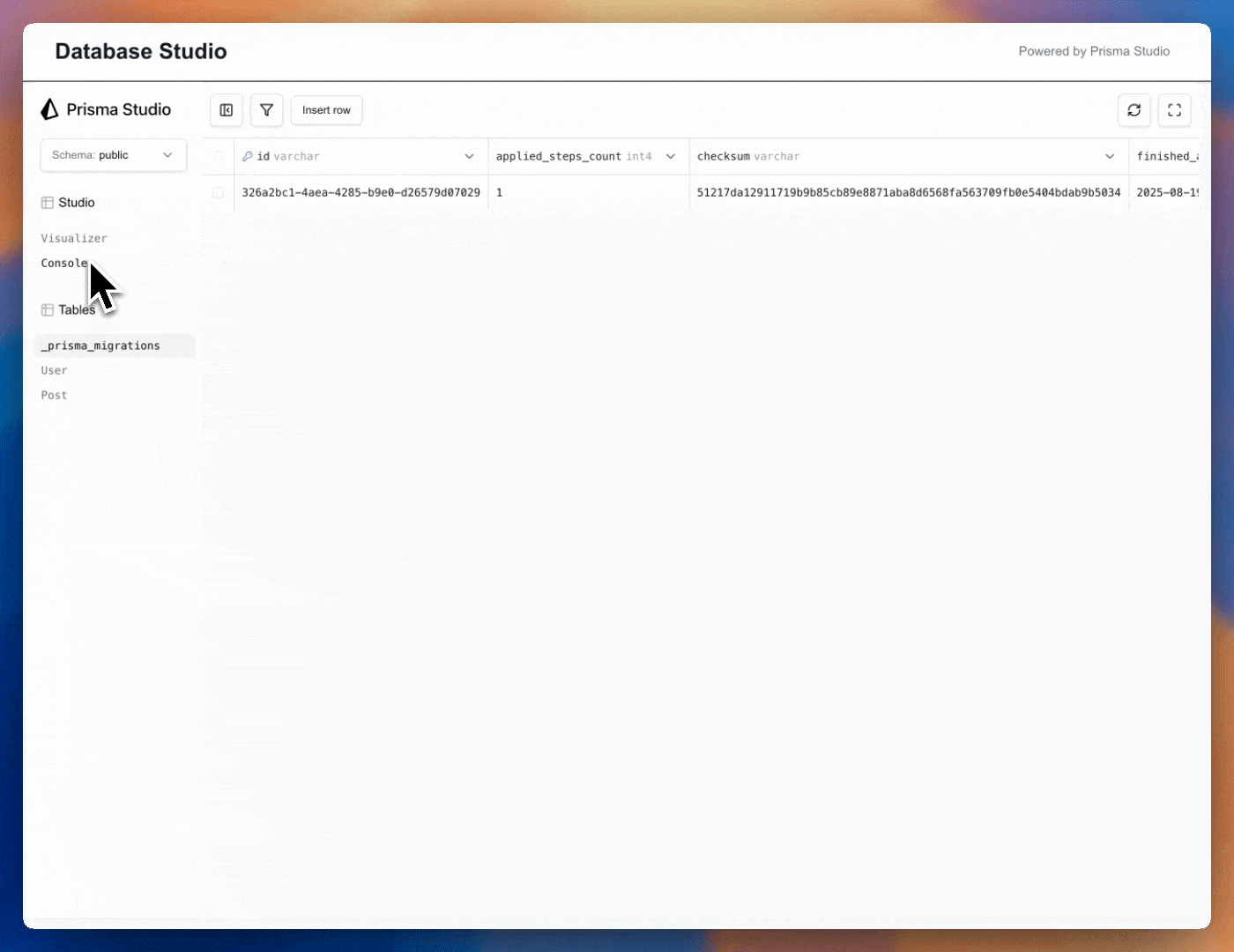 Prisma Studio embedded in Next.js app